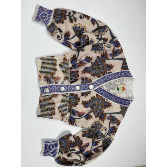 Farm Rio Ainika Floral Knit Wool Blend Cardigan sweater Balloon Sleeve XS - Picture 6 of 12